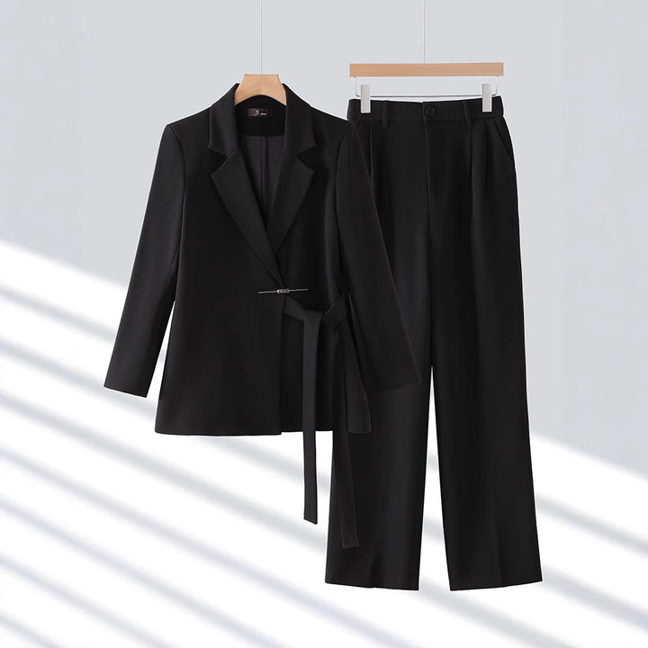 Women's Notch Lapel Two-Piece Blazer and Trouser Suit Set