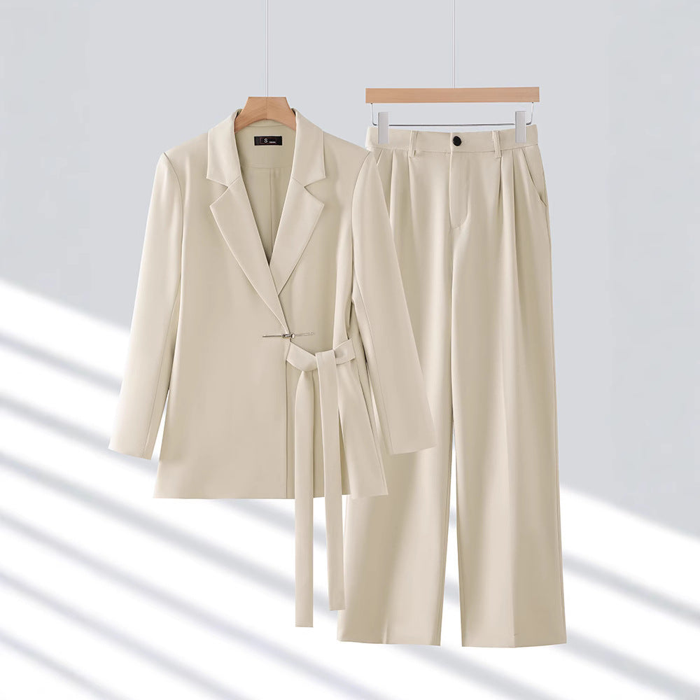 Women's Notch Lapel Two-Piece Blazer and Trouser Suit Set