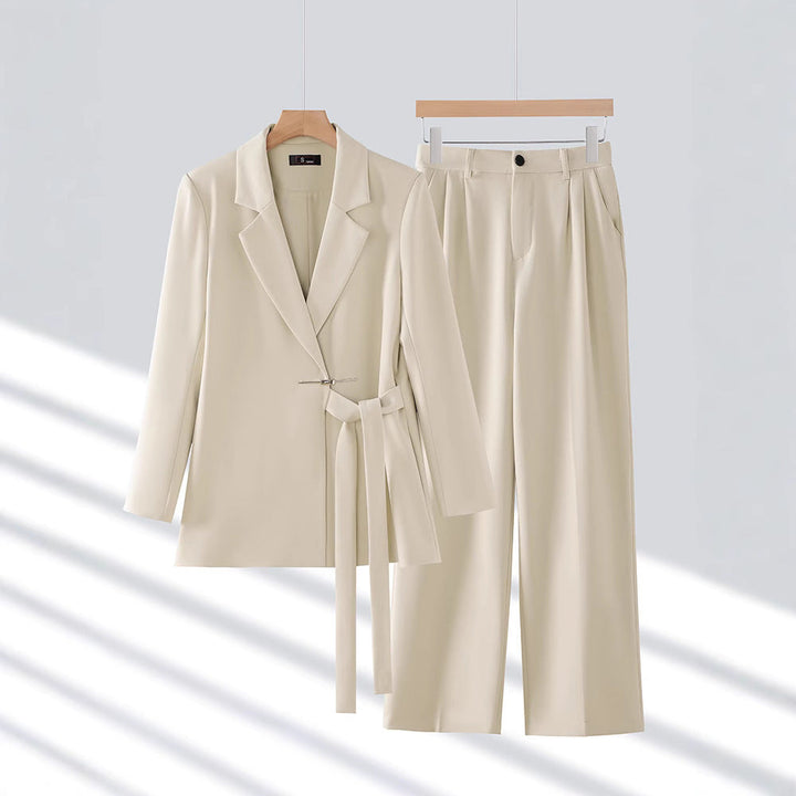 Women's Notch Lapel Two-Piece Blazer and Trouser Suit Set