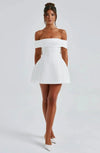 Women's Off-Shoulder Bow Back Cocktail Mini Dress