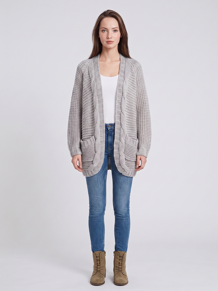 Women's Open-Front Cable Knit Cardigan