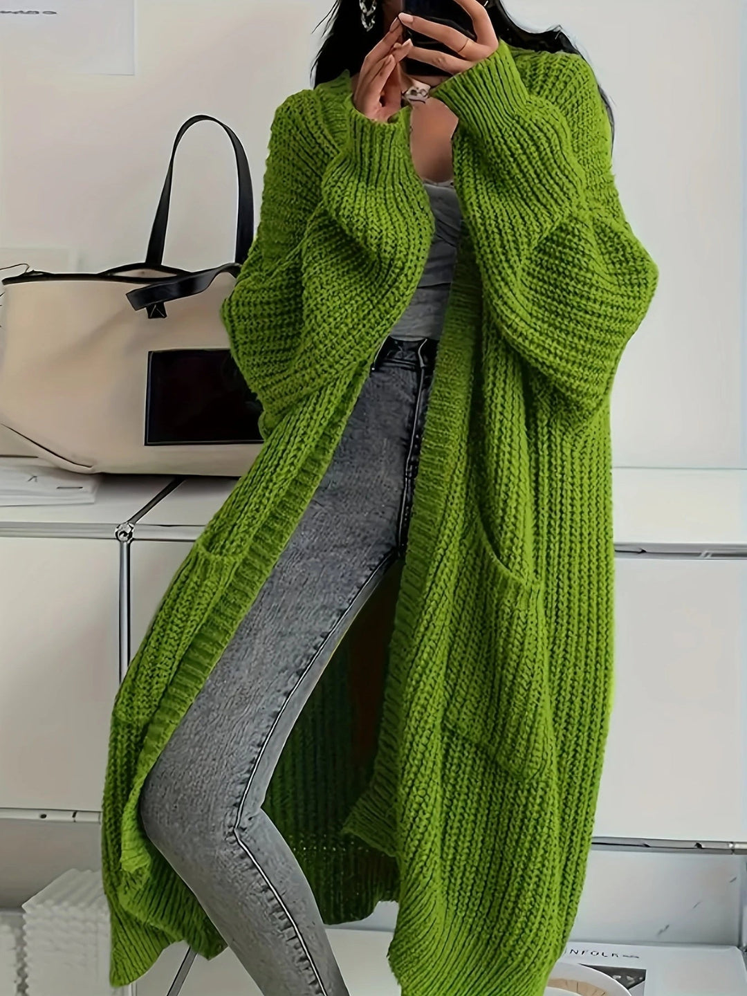Women's Open-Front Chunky Knit Cardigan