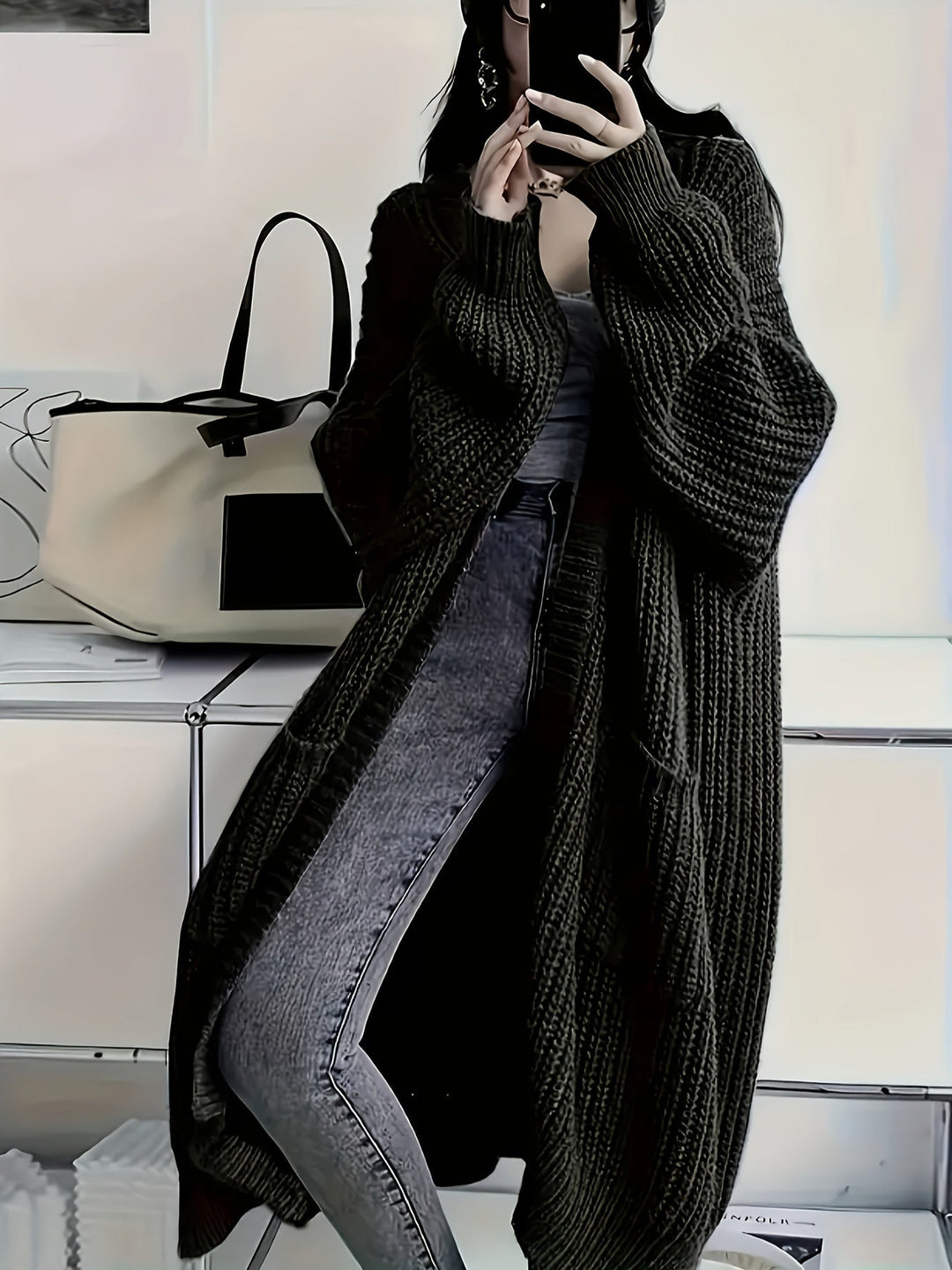 Women's Open-Front Chunky Knit Cardigan