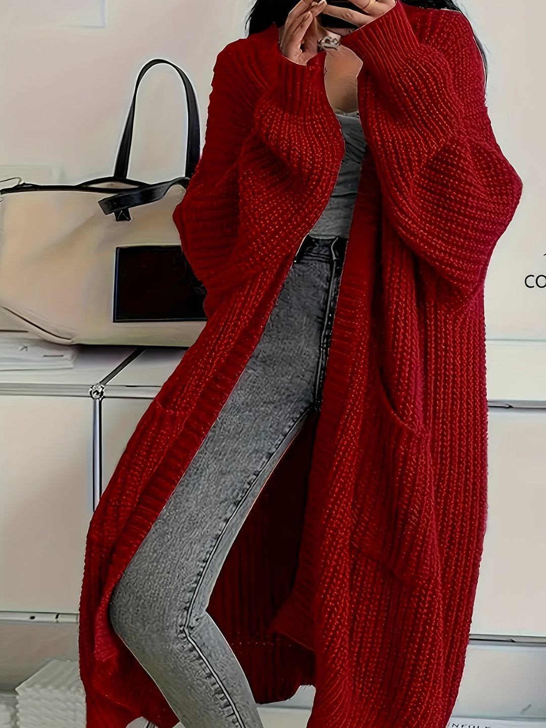 Women's Open-Front Chunky Knit Cardigan