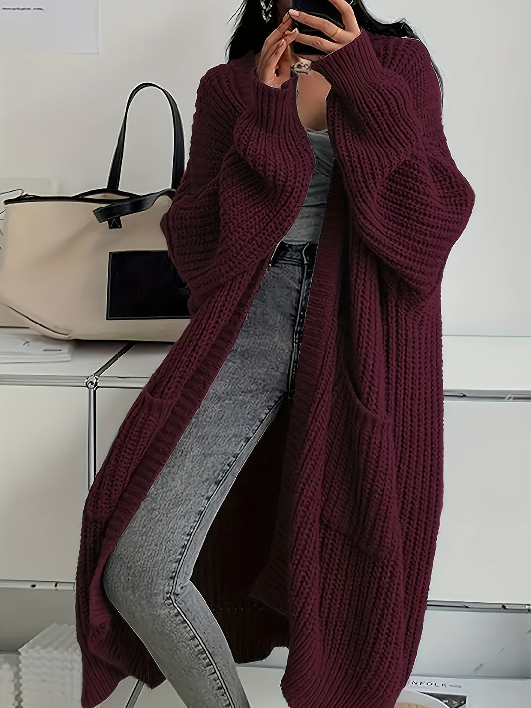 Women's Open-Front Chunky Knit Cardigan