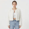 Women's Cropped Faux Fur Open Front Jacket
