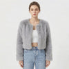 Women's Cropped Faux Fur Open Front Jacket