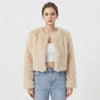 Women's Cropped Faux Fur Open Front Jacket