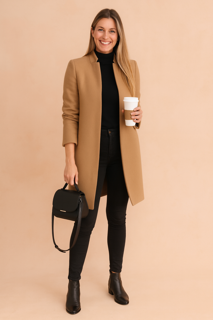 Women's Open-Front Straight-Cut Long Coat
