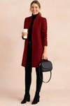 Women's Open-Front Longline Tailored Wool-Look Coat