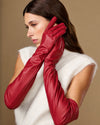 Women's Opera-Length Lambskin Leather Gloves with Silk Lining