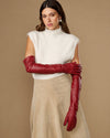 Women's Opera-Length Lambskin Leather Gloves with Silk Lining