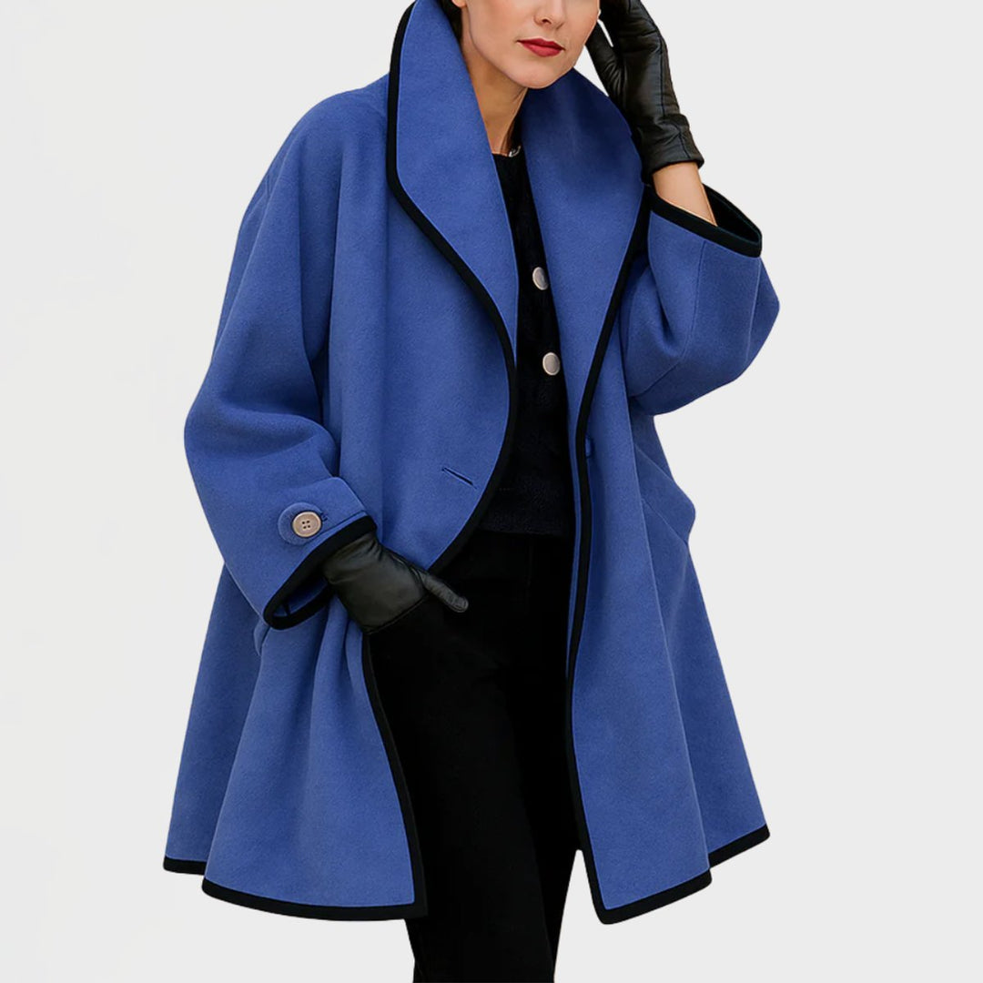 Women's Oversized Contrast-Trim Coat