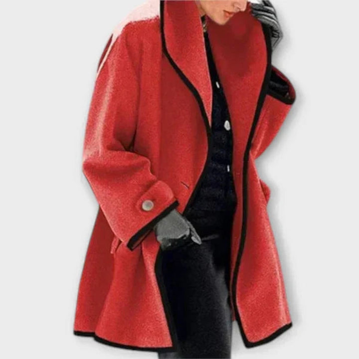 Women's Oversized Contrast-Trim Coat