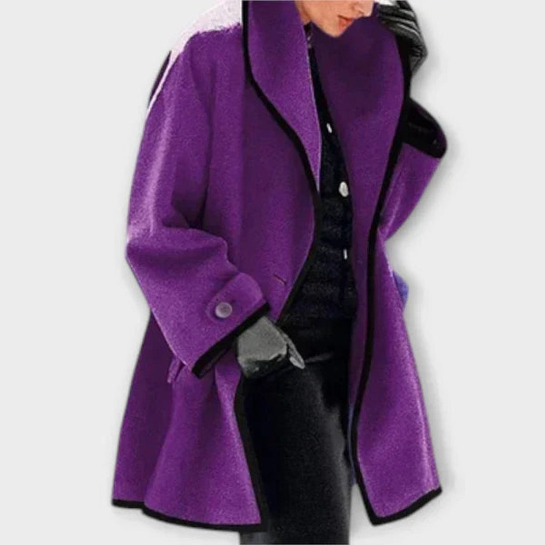 Women's Oversized Contrast-Trim Coat