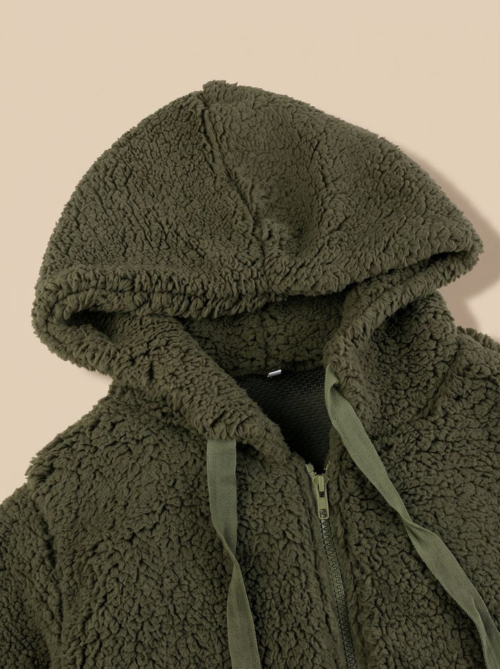 Women's Oversized Hooded Fleece Zip-Up Coat