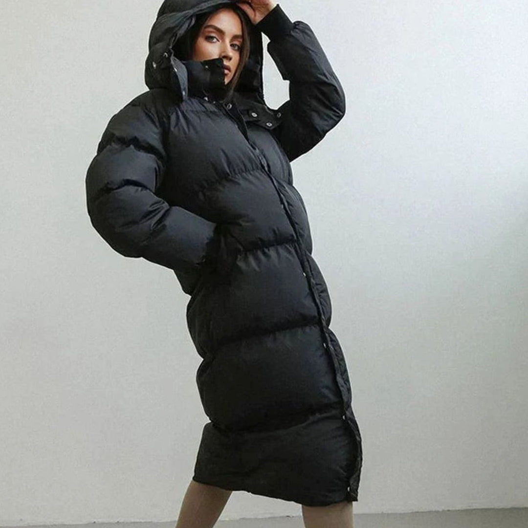 Women's Oversized Quilted Hooded Longline Puffer Coat