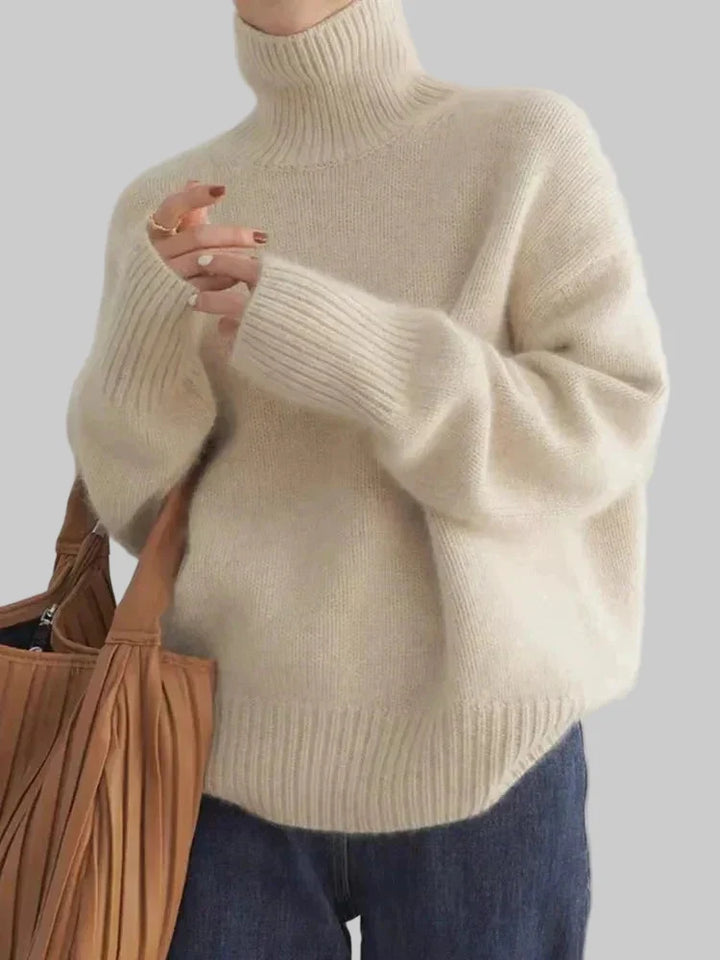 Women's Oversized Ribbed Roll-Neck Jumper