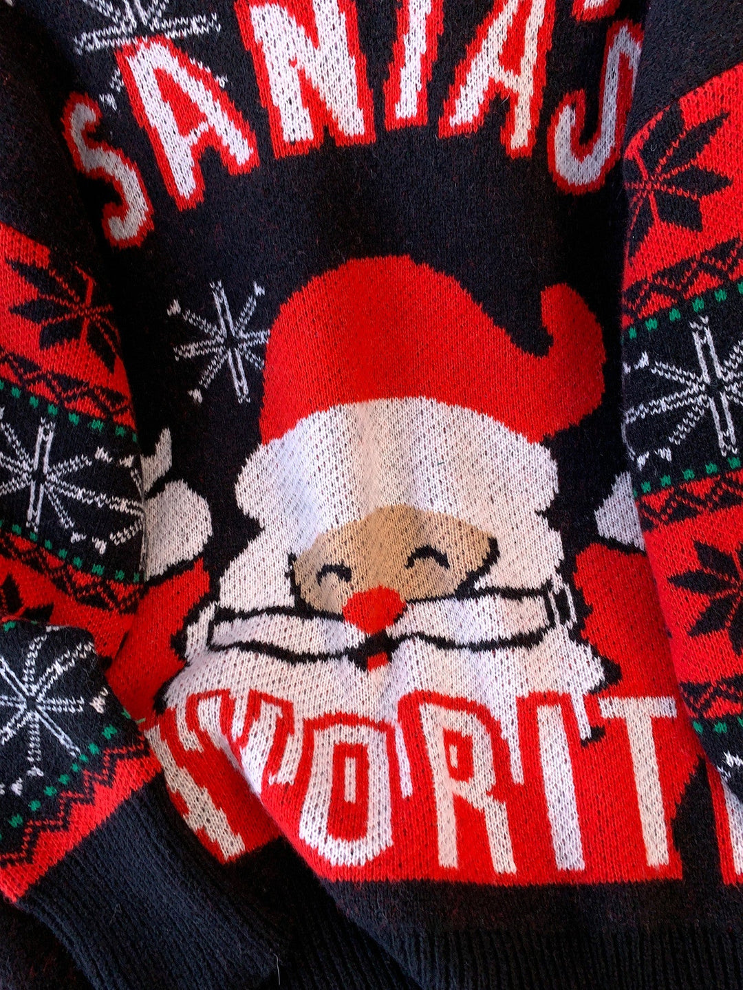 Women's Christmas Jumper Santa Slogan Oversized in Black
