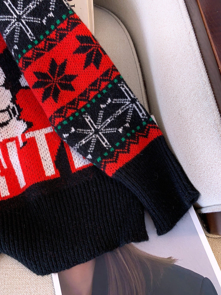 Women's Christmas Jumper Santa Slogan Oversized in Black