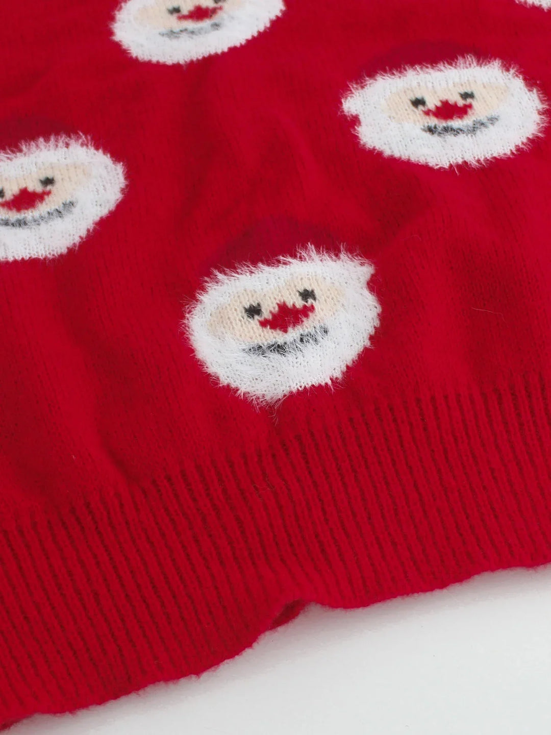 Women's Christmas Jumper Fluffy Santa Face Oversized in Red