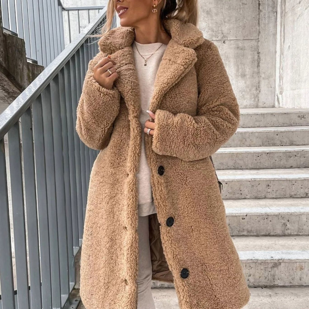Women's Oversized Teddy Button-Front Winter Coat