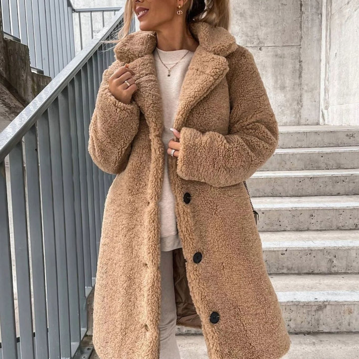 Women's Oversized Teddy Button-Front Winter Coat