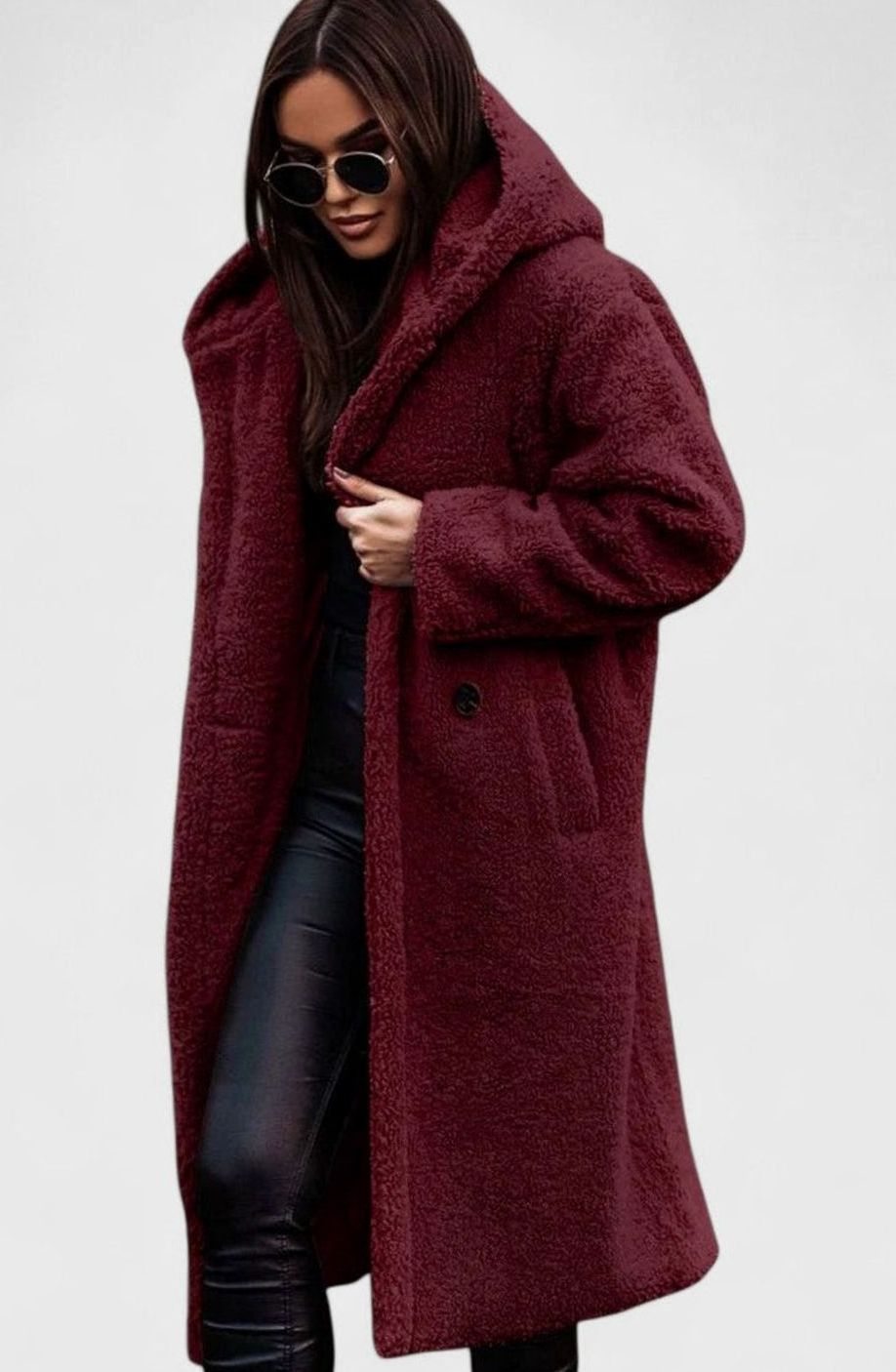 Women's Oversized Teddy Faux Fur Longline Coat