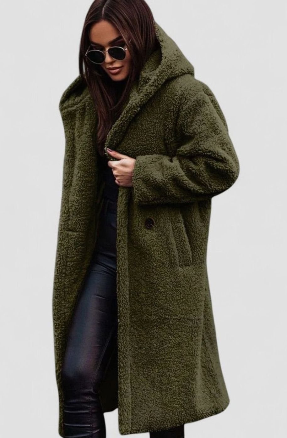 Women's Oversized Teddy Faux Fur Longline Coat