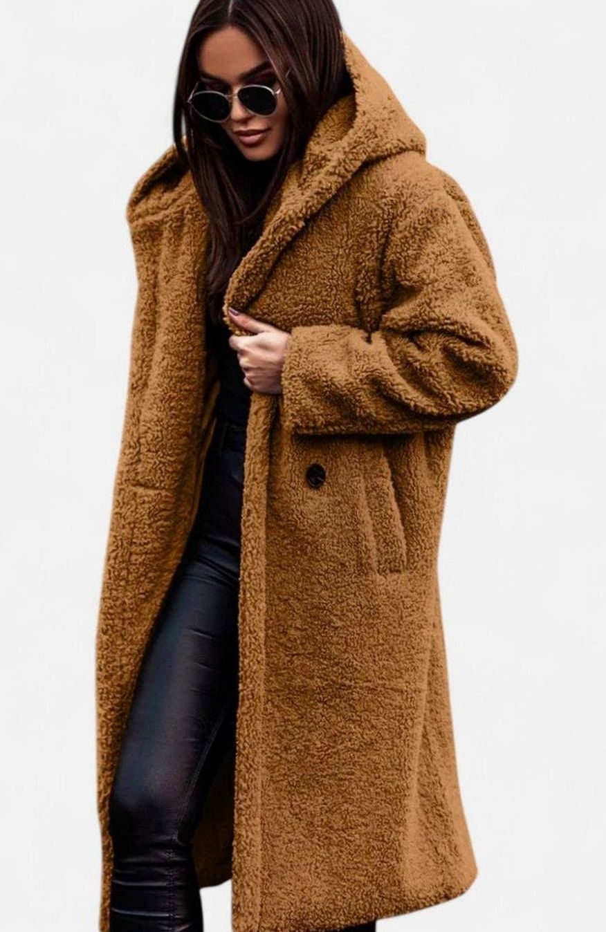 Women's Oversized Teddy Faux Fur Longline Coat