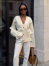 Women's Oversized V-Neck Button Cardigan