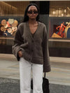 Women's Oversized V-Neck Button Cardigan