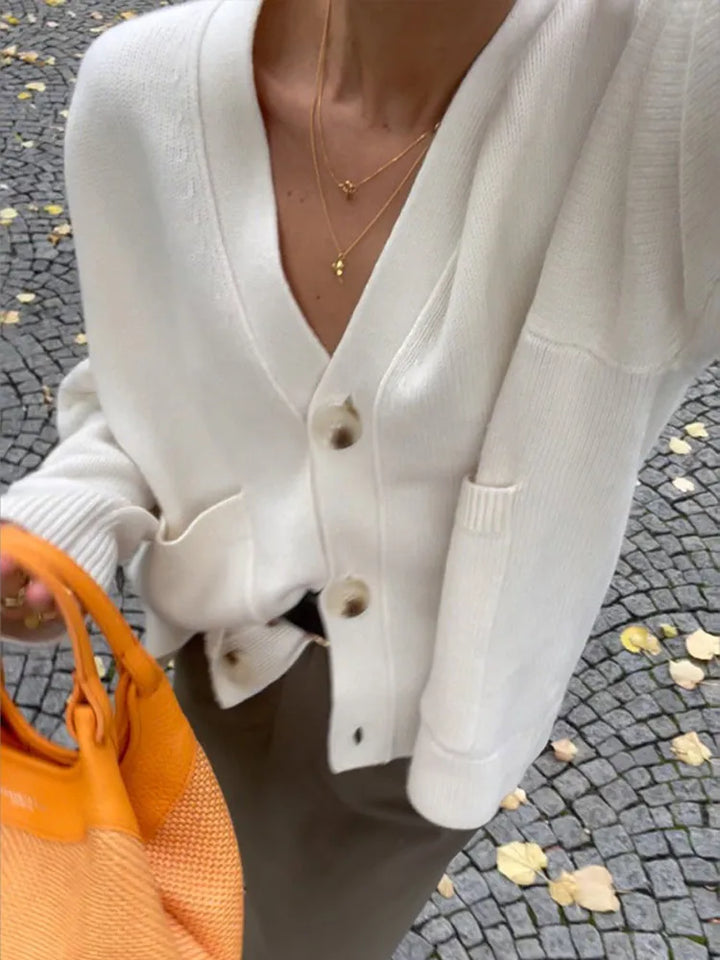 Women's Oversized V-Neck Button Cardigan