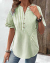 Women's Patchwork Stripe Button-Front Blouse