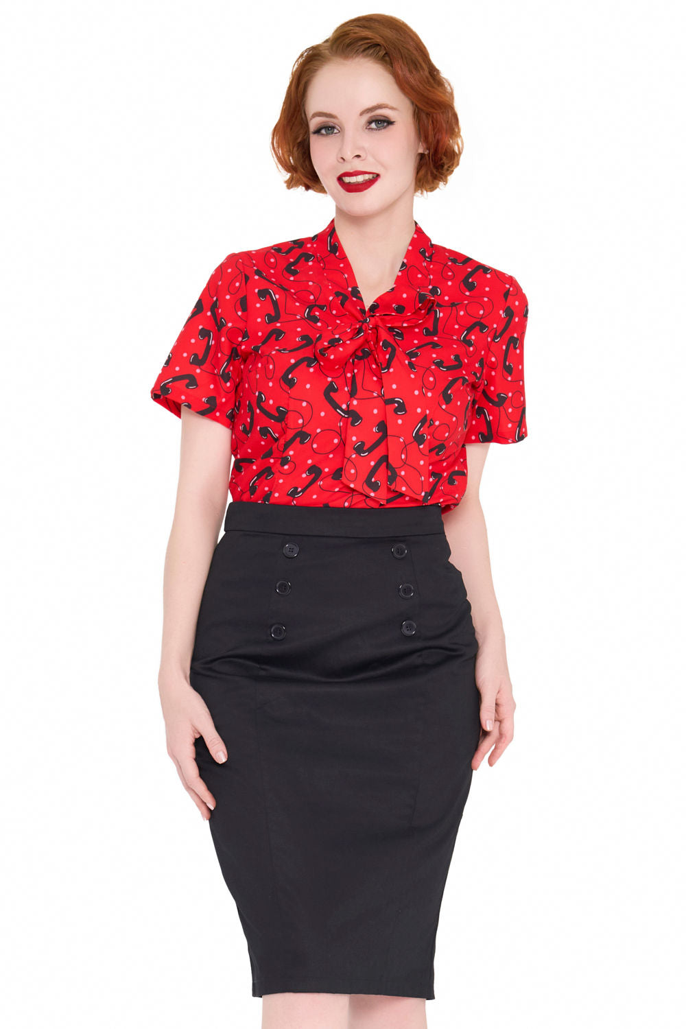 Women's Pencil Skirt with Front Button Detail