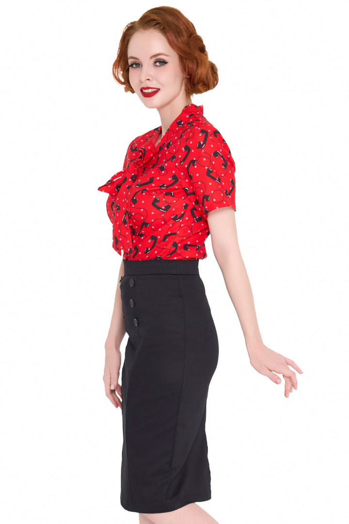 Women's Pencil Skirt with Front Button Detail