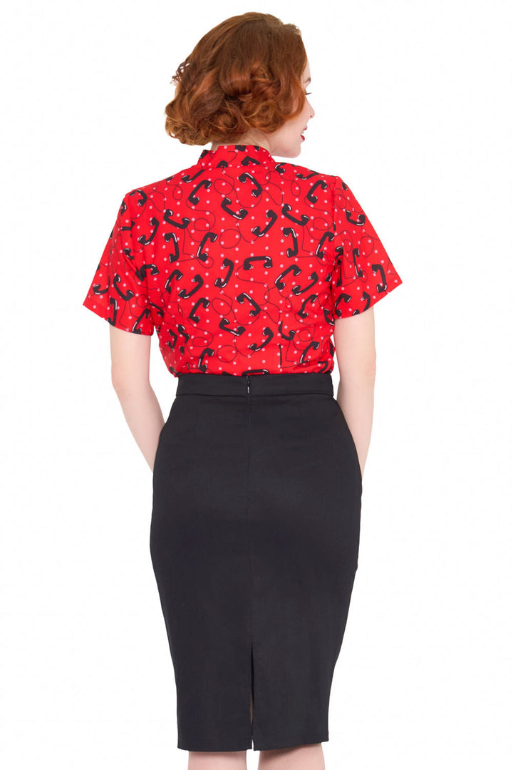 Women's Pencil Skirt with Front Button Detail