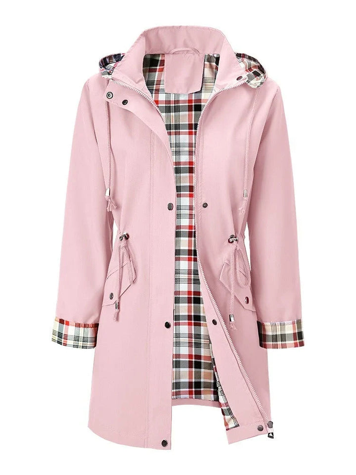 Women's Plaid-Lined Hooded Drawstring Jacket