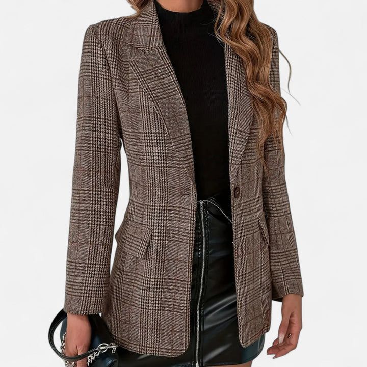 Women's Plaid Notch Lapel Blazer