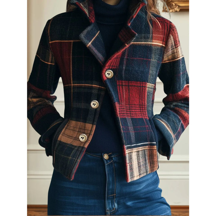 Women's Plaid Patchwork Single-Breasted Jacket