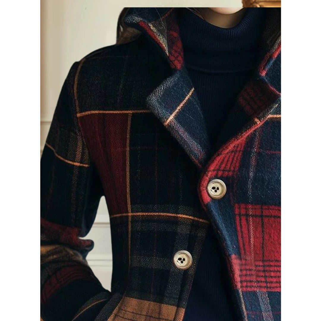 Women's Plaid Patchwork Single-Breasted Jacket