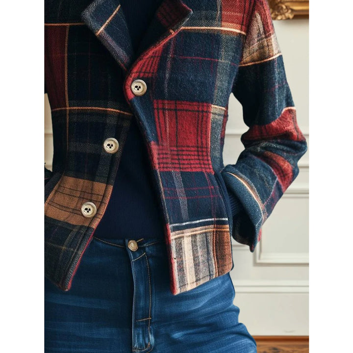 Women's Plaid Patchwork Single-Breasted Jacket