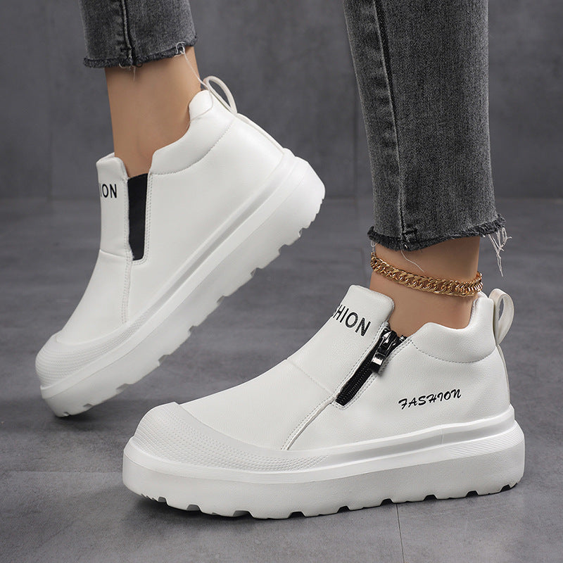 Women's Platform Slip-On Trainers with Side Zip