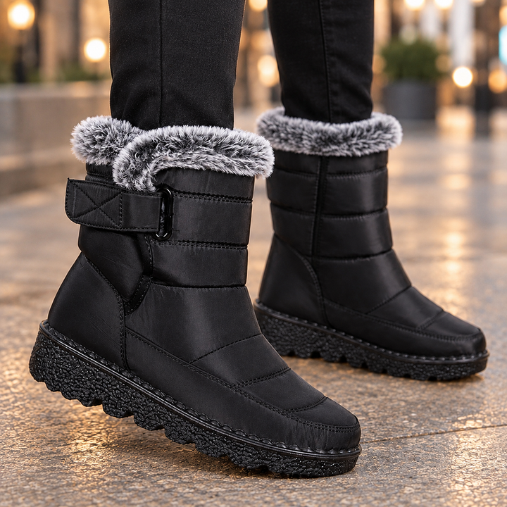 Women's Plush Collar Mid-Calf Boots