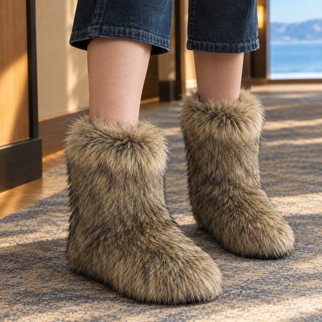 Women's Plush Mid-Calf Slip-On Boots