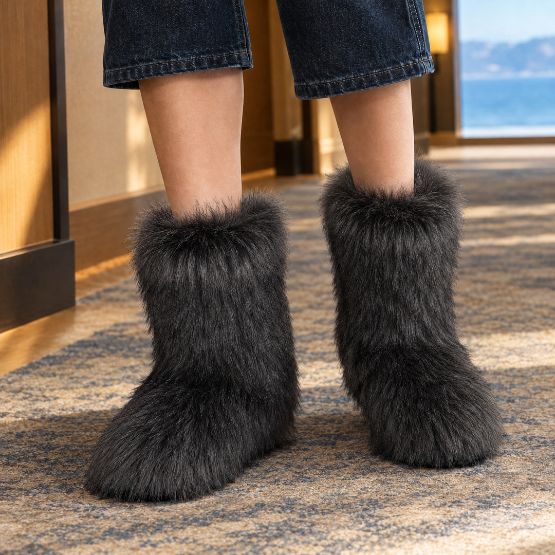 Women's Plush Mid-Calf Slip-On Boots