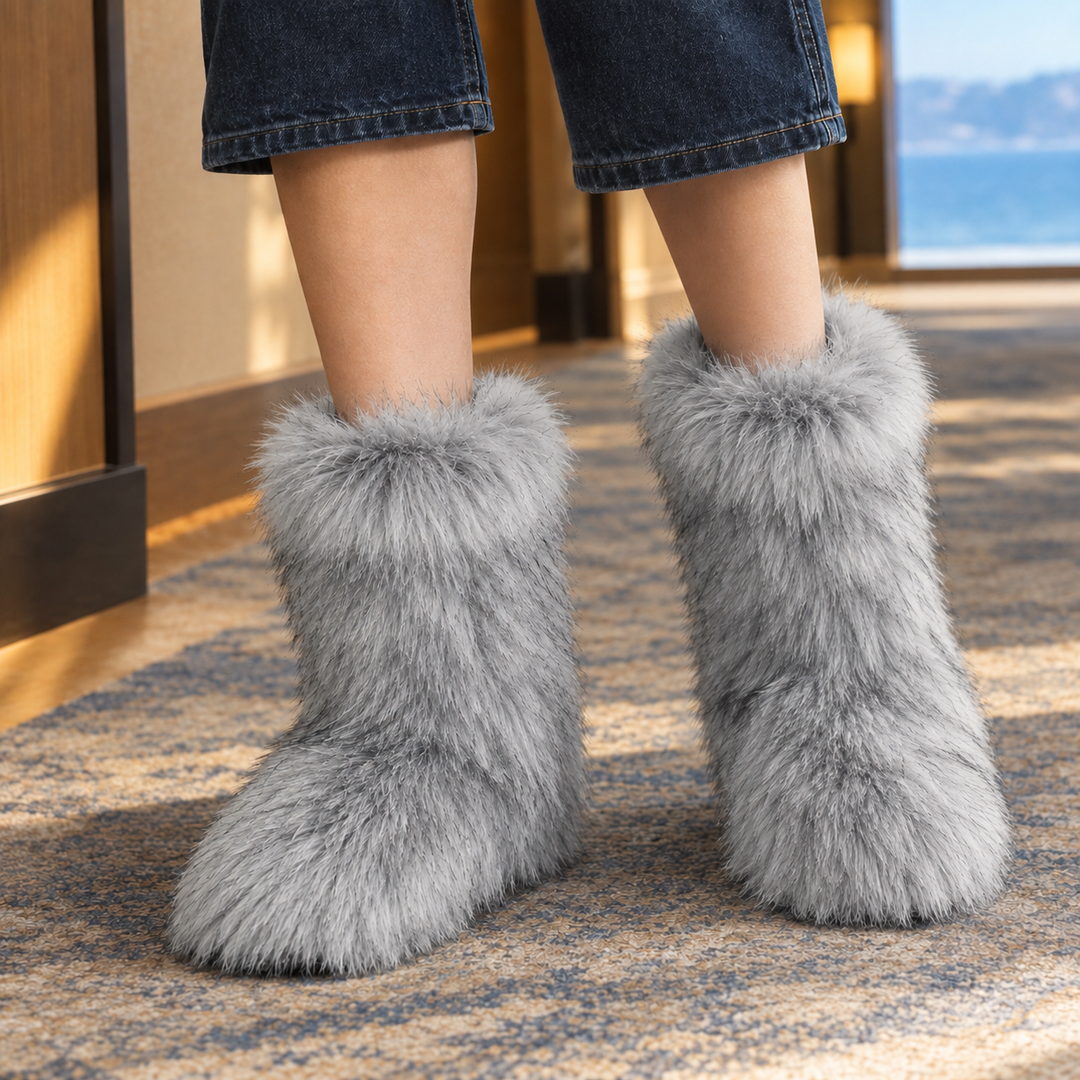 Women's Plush Mid-Calf Slip-On Boots