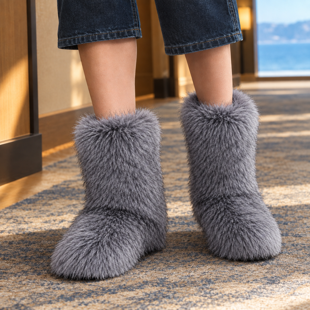 Women's Plush Mid-Calf Slip-On Boots