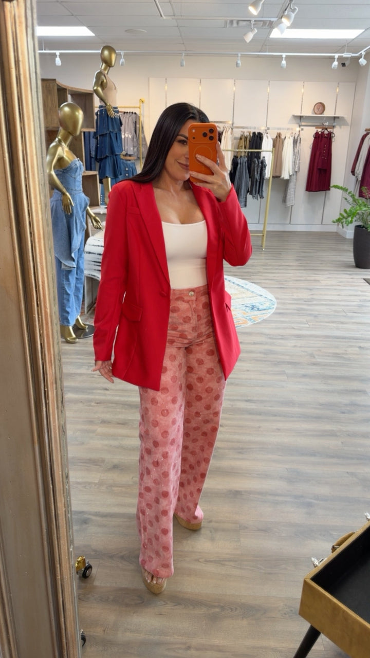 Women's Polka-Dot High-Rise Straight-Leg Jeans