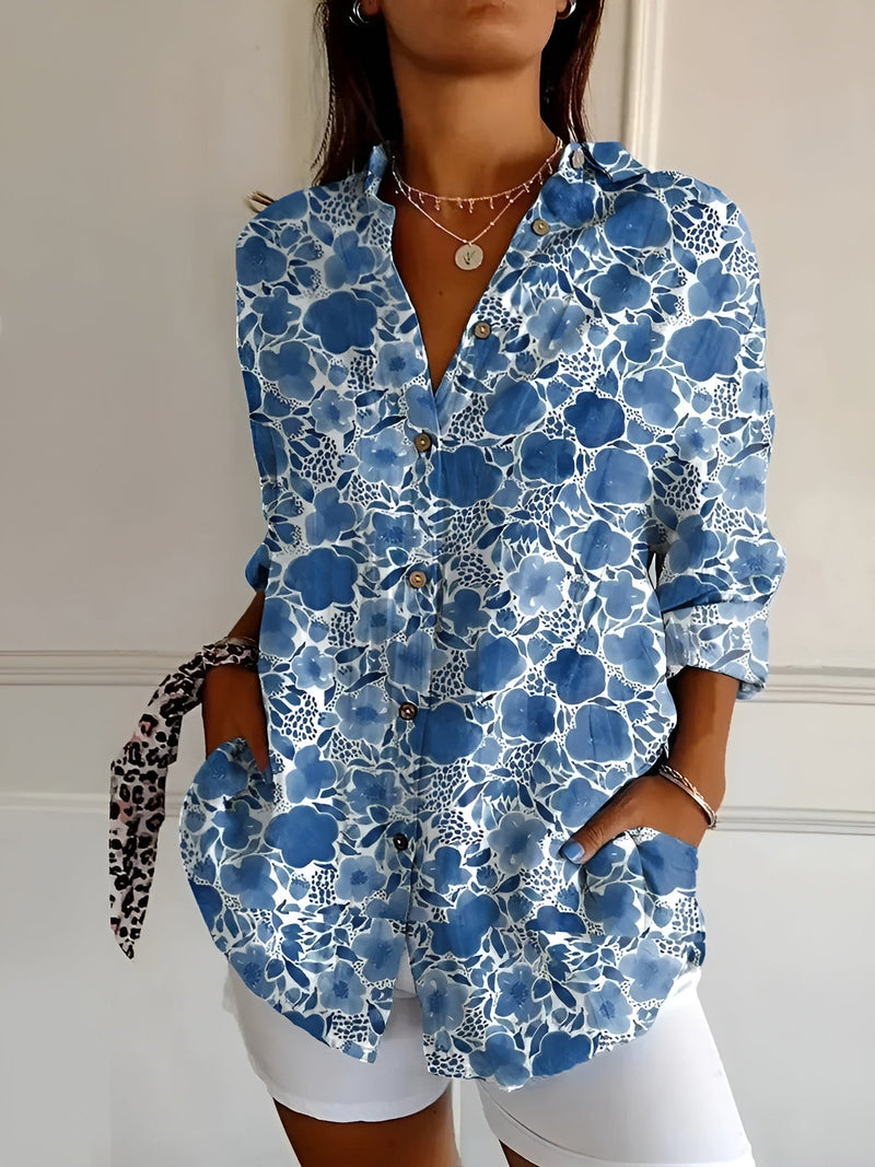 Women's Printed Button-Front Blouse